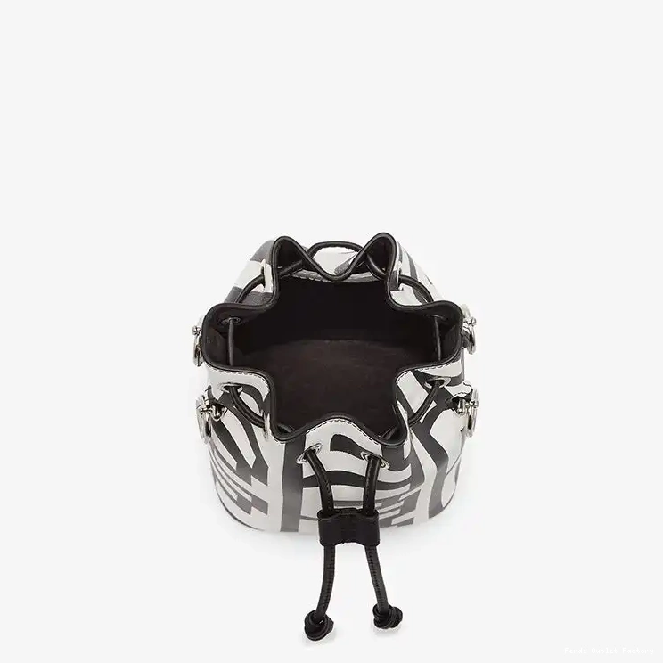 Vintage HOT Bucket Tresor Fendi Capsule White Leather Bag Black Mon In Roma Fendi Mini 0529